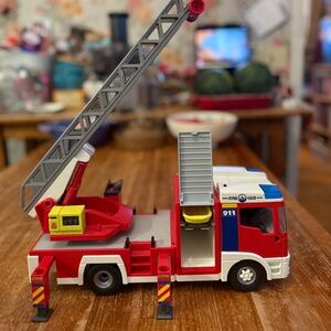 Playmobil Fire Truck Ladder Unit 4820 Red Toy Vehicle w Gurney Only